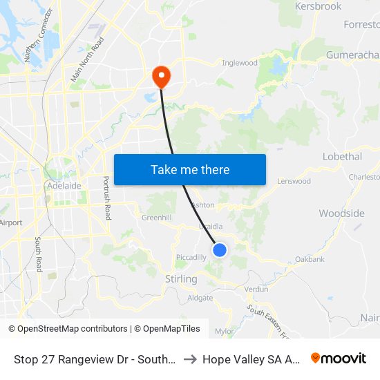 Stop 27 Rangeview Dr - South East side to Hope Valley SA Australia map