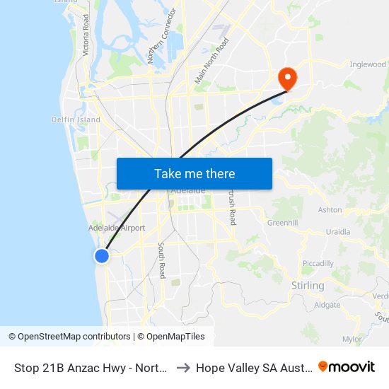 Stop 21B Anzac Hwy - North side to Hope Valley SA Australia map