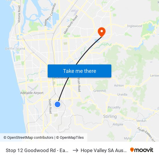 Stop 12 Goodwood Rd - East side to Hope Valley SA Australia map