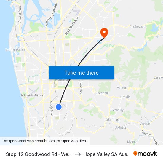 Stop 12 Goodwood Rd - West side to Hope Valley SA Australia map