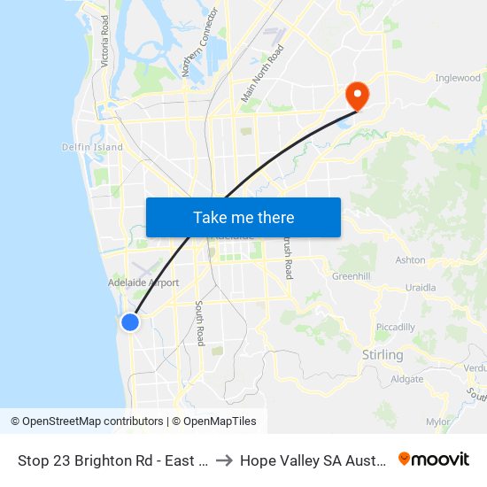 Stop 23 Brighton Rd - East side to Hope Valley SA Australia map