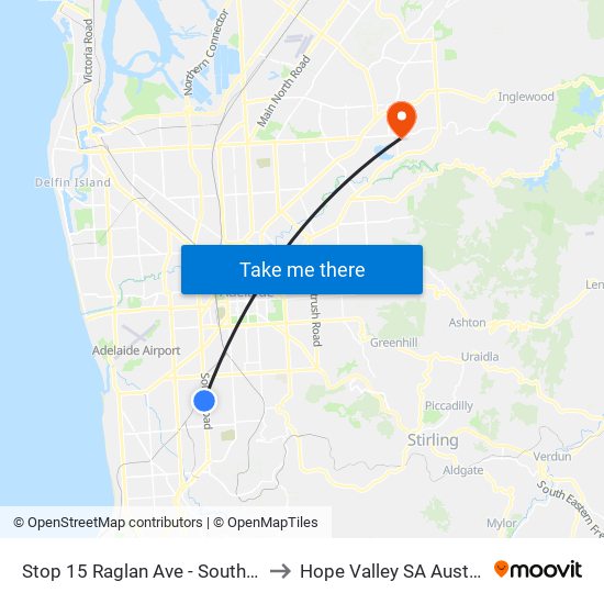 Stop 15 Raglan Ave - South side to Hope Valley SA Australia map