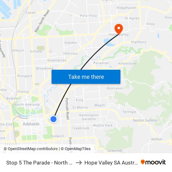 Stop 5 The Parade - North side to Hope Valley SA Australia map