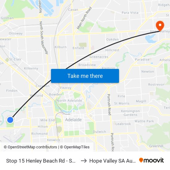 Stop 15 Henley Beach Rd - South side to Hope Valley SA Australia map