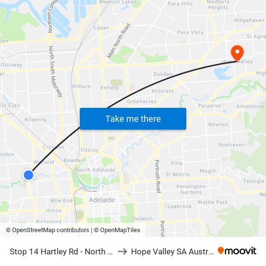 Stop 14 Hartley Rd - North side to Hope Valley SA Australia map