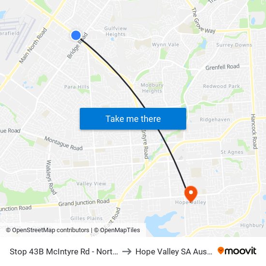 Stop 43B McIntyre Rd - North side to Hope Valley SA Australia map