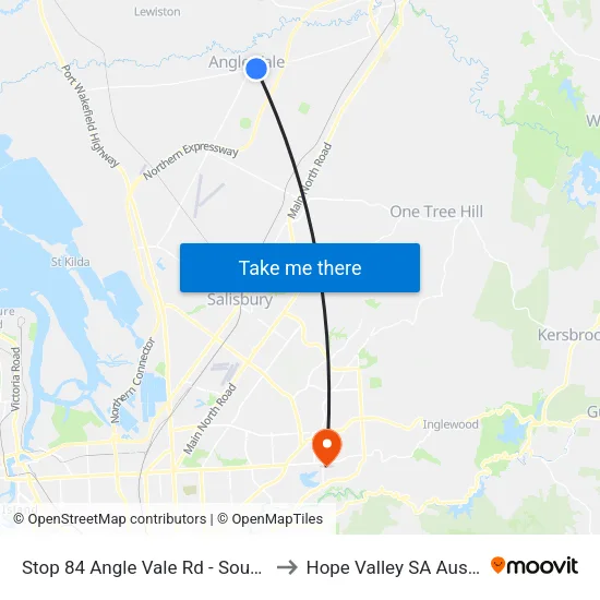 Stop 84 Angle Vale Rd - South side to Hope Valley SA Australia map