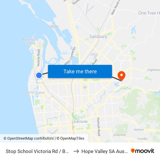 Stop School Victoria Rd / Baker St to Hope Valley SA Australia map