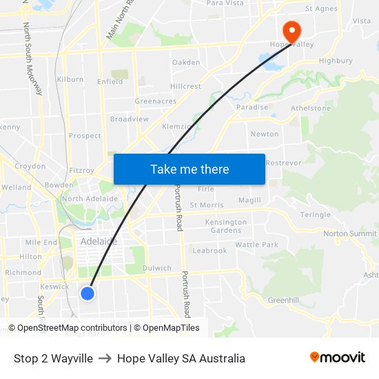 Stop 2 Wayville to Hope Valley SA Australia map