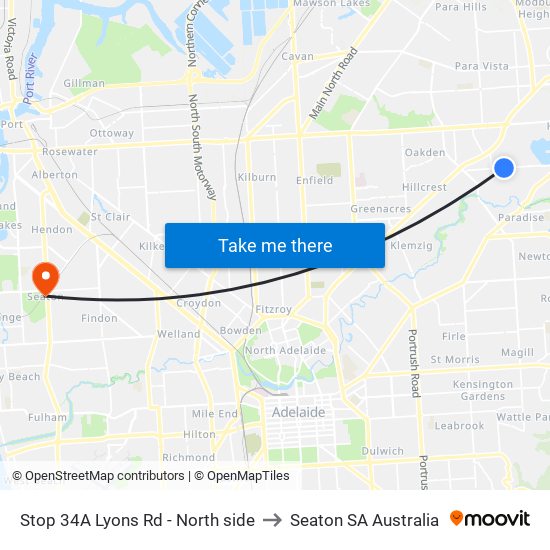 Stop 34A Lyons Rd - North side to Seaton SA Australia map
