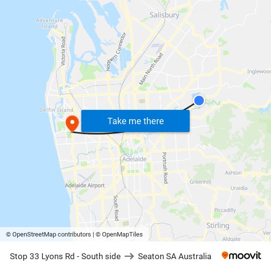 Stop 33 Lyons Rd - South side to Seaton SA Australia map