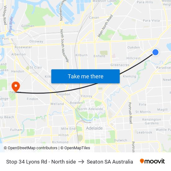 Stop 34 Lyons Rd - North side to Seaton SA Australia map