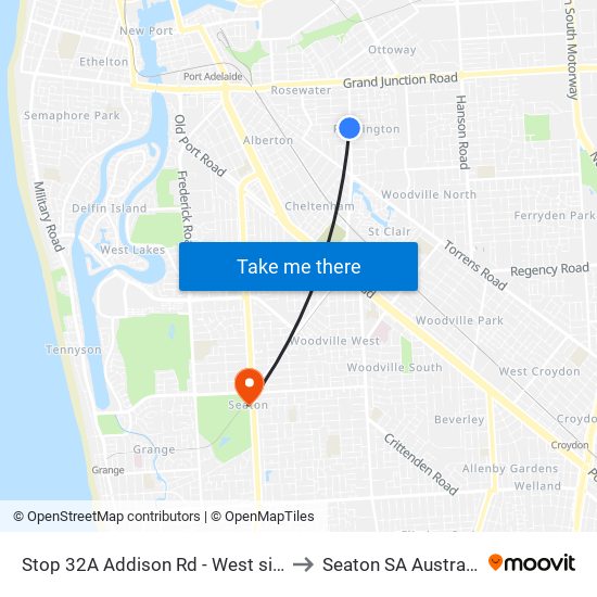 Stop 32A Addison Rd - West side to Seaton SA Australia map