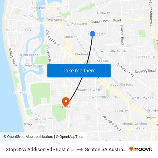 Stop 32A Addison Rd - East side to Seaton SA Australia map