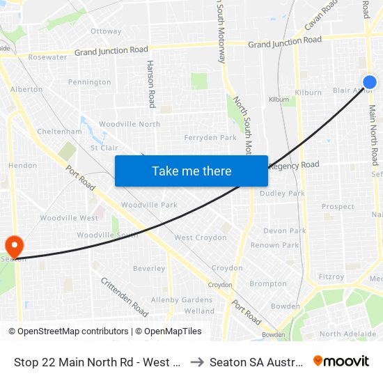 Stop 22 Main North Rd - West side to Seaton SA Australia map