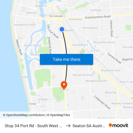 Stop 34 Port Rd - South West side to Seaton SA Australia map