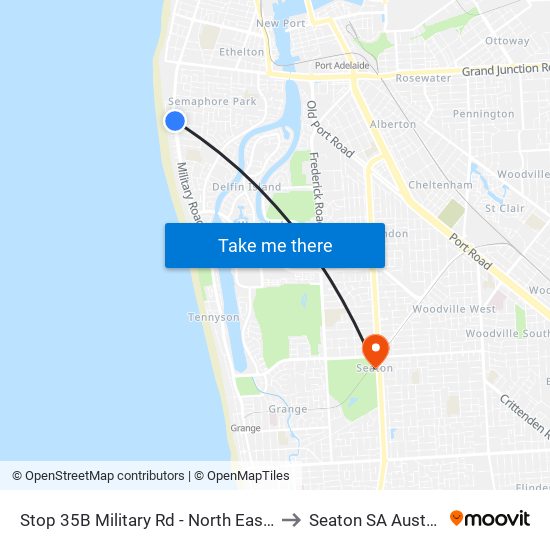 Stop 35B Military Rd - North East side to Seaton SA Australia map