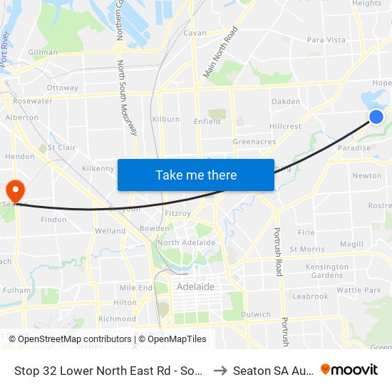 Stop 32 Lower North East Rd - South East side to Seaton SA Australia map