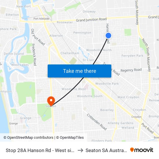 Stop 28A Hanson Rd - West side to Seaton SA Australia map