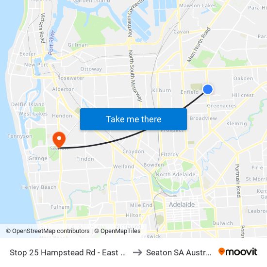 Stop 25 Hampstead Rd - East side to Seaton SA Australia map