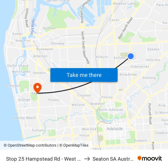 Stop 25 Hampstead Rd - West side to Seaton SA Australia map