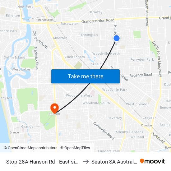 Stop 28A Hanson Rd - East side to Seaton SA Australia map