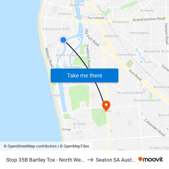 Stop 35B Bartley Tce - North West side to Seaton SA Australia map