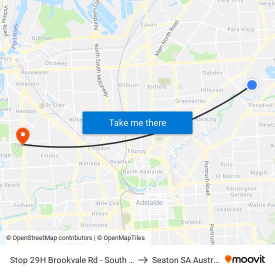 Stop 29H Brookvale Rd - South side to Seaton SA Australia map