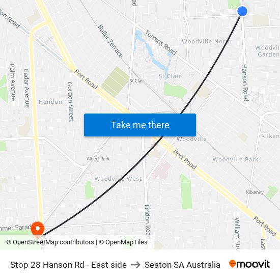 Stop 28 Hanson Rd - East side to Seaton SA Australia map