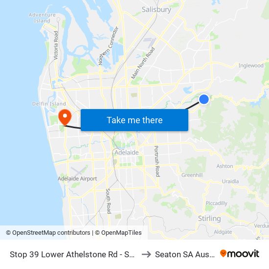 Stop 39 Lower Athelstone Rd - South side to Seaton SA Australia map