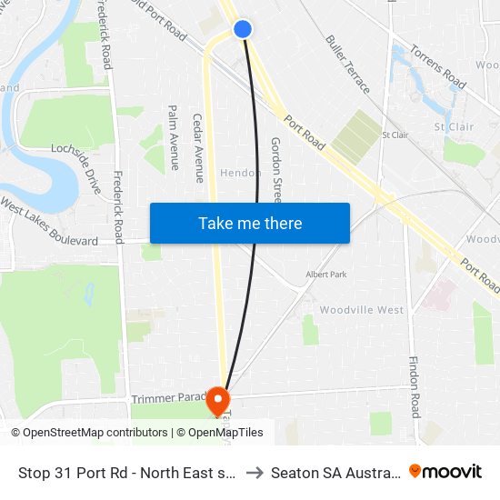 Stop 31 Port Rd - North East side to Seaton SA Australia map