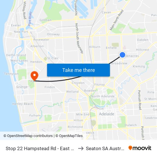 Stop 22 Hampstead Rd - East side to Seaton SA Australia map