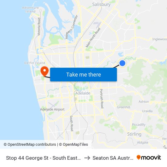 Stop 44 George St - South East side to Seaton SA Australia map