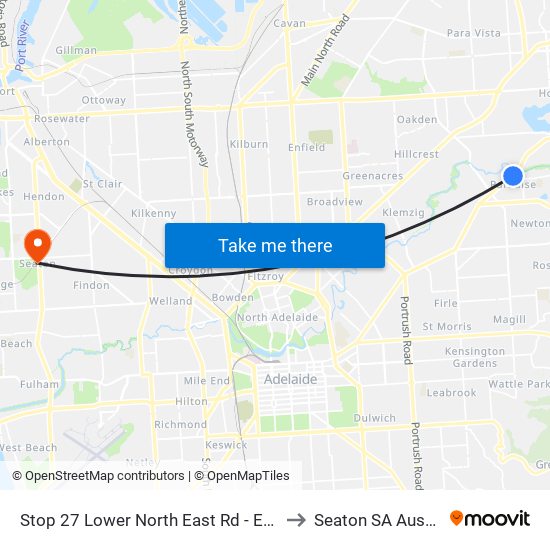 Stop 27 Lower North East Rd - East side to Seaton SA Australia map