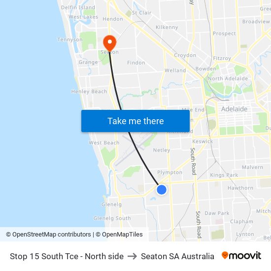 Stop 15 South Tce - North side to Seaton SA Australia map