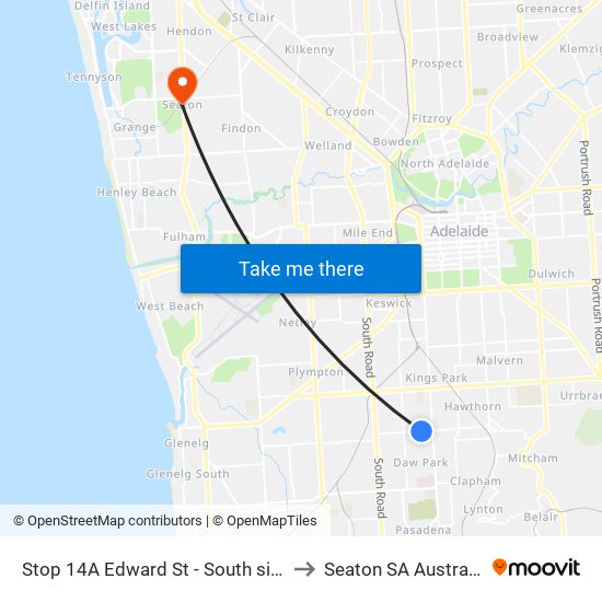 Stop 14A Edward St - South side to Seaton SA Australia map