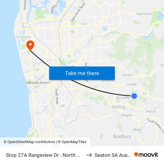 Stop 27A Rangeview Dr - North West side to Seaton SA Australia map