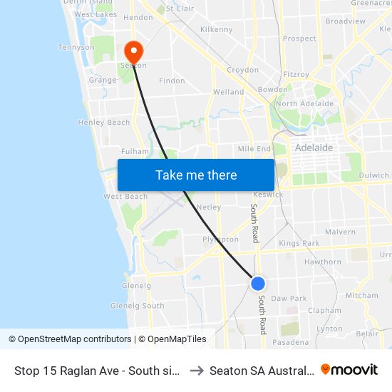 Stop 15 Raglan Ave - South side to Seaton SA Australia map