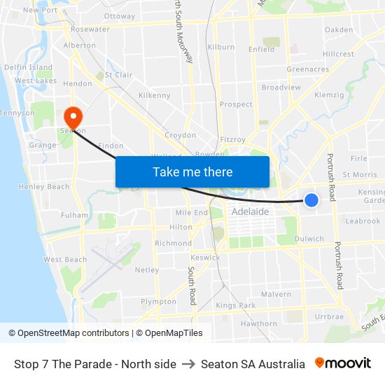 Stop 7 The Parade - North side to Seaton SA Australia map