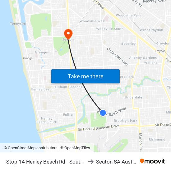 Stop 14 Henley Beach Rd - South side to Seaton SA Australia map