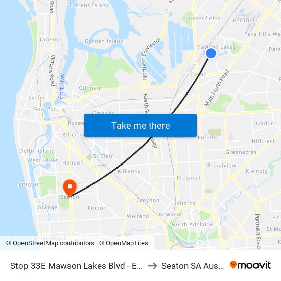 Stop 33E Mawson Lakes Blvd - East side to Seaton SA Australia map