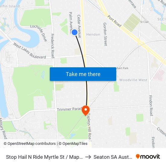 Stop Hail N Ride Myrtle St / Maple Ave to Seaton SA Australia map