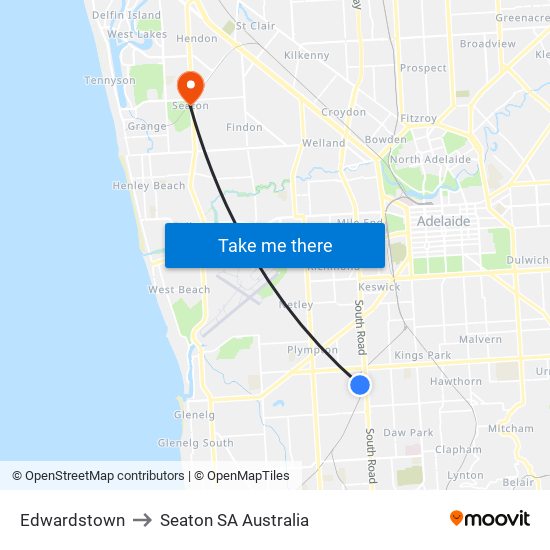 Edwardstown to Seaton SA Australia map