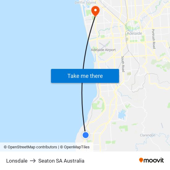 Lonsdale to Seaton SA Australia map