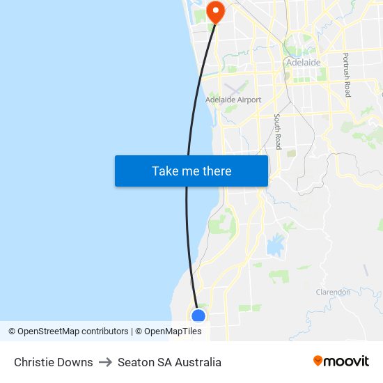 Christie Downs to Seaton SA Australia map