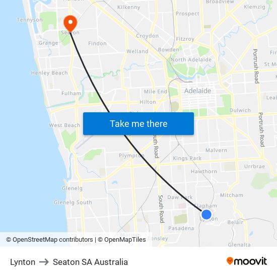 Lynton to Seaton SA Australia map