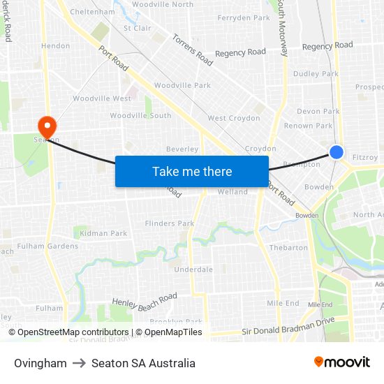 Ovingham to Seaton SA Australia map