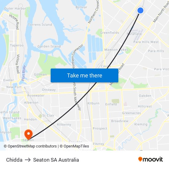 Chidda to Seaton SA Australia map