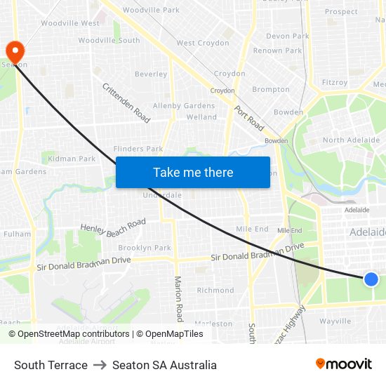 South Terrace to Seaton SA Australia map