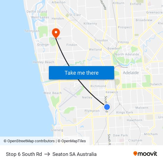 Stop 6 South Rd to Seaton SA Australia map